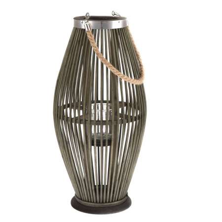 Bambusový lampáš so sklom Delgada, 25 x 49 x 24 cm
