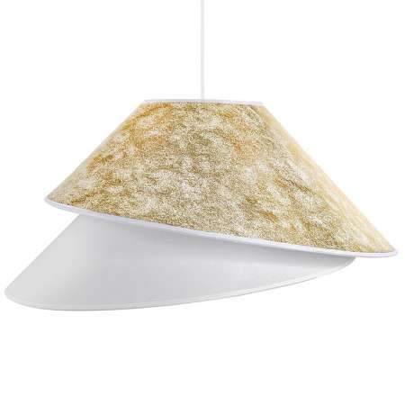 DUOLLA Textilná závesná lampa Coco, biela/zlatá