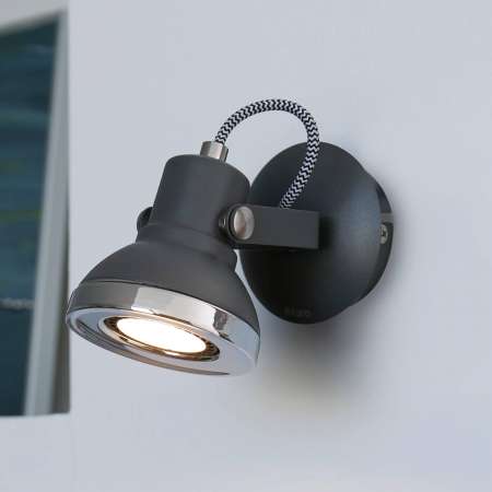 FARO BARCELONA Ring – 1-plameňové nástenné LED svetlo, tmavosivé