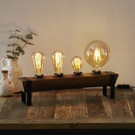 Freelight Stolná lampa Legno z dreva, 4-plameňová