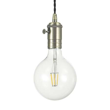 Ideallux Závesná lampa Doc starožitná mosadz vypínač