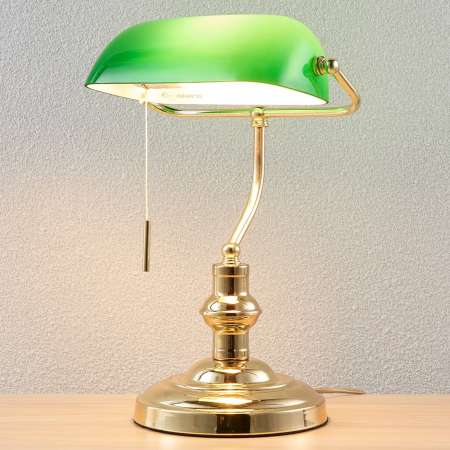 Lindby Bankárska lampa Milenka leštená mosadz