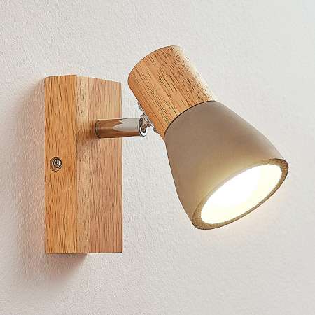 Lindby LED svetlo Filiz z dreva a betónu 1-plameňové