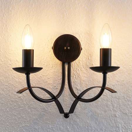 Lindby Lindby Amonja nástenná lampa, 2 svetlá, hnedá