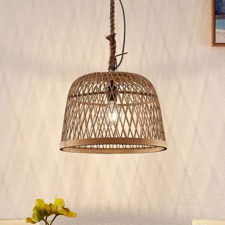 Lindby Lindby Arratoi závesná lampa, ratan prírodná farba