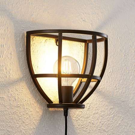 Lindby Lindby Rutger nástenná lampa, spínač, zástrčka
