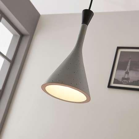 Lindby Závesná lampa Flynn, sivý betón, 1 svetlo, Ø 16 cm