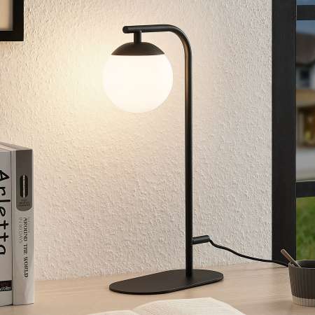 Lucande Lucande Rama LED stolná lampa, sklenené tienidlo