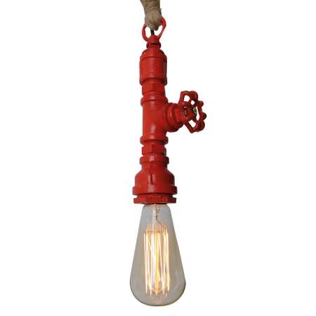 Näve Závesná lampa Vintage s konopným lanom červená