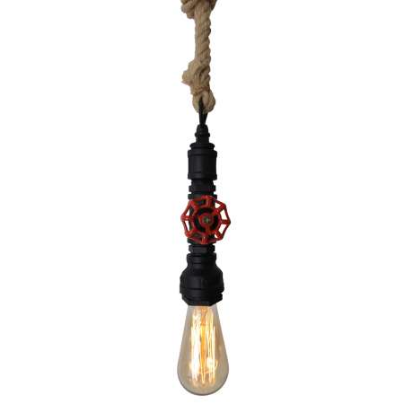 Näve Závesná lampa Vintage s konopným lanom čierna