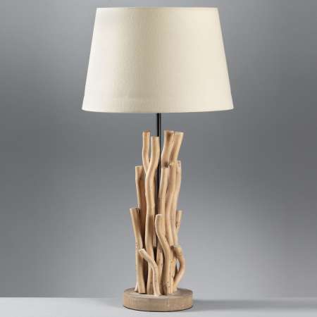 ONLI Stolná lampa Agar látkové tienidlo a drevený prvok