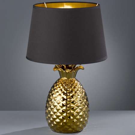 Reality Leuchten Čierno-zlatá stolná lampa Pineapple 45 cm