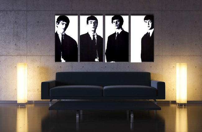 Ručne maľovaný POP Art obraz Beatles 4 dielny  bea3