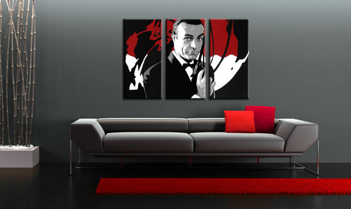 Ručne maľovaný POP Art obraz James Bond 3 dielny  bond2