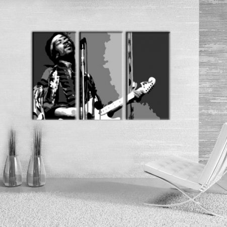 Ručne maľovaný POP Art obraz Jimmy Hendrix 3 dielny  jh