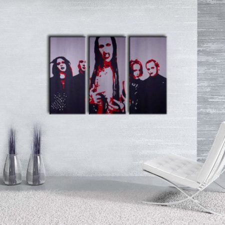 Ručne maľovaný POP Art obraz Marilyn Manson 3 dielny  mm