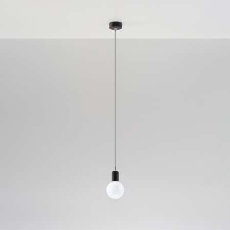 SOLLUX Závesná lampa Simple, čierna, kábel sivý