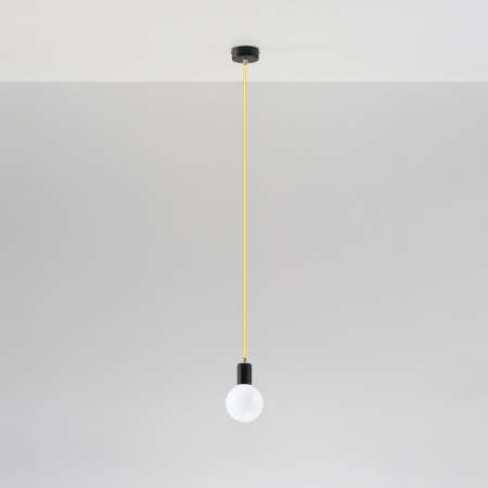 SOLLUX Závesná lampa Simple, čierna, kábel žltý