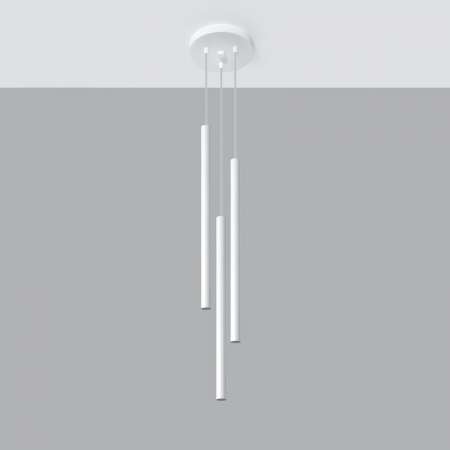 SOLLUX Závesná lampa Thin, biela, 3-plameňová, rondel