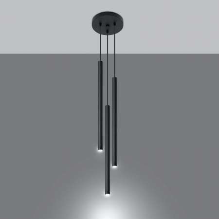 SOLLUX Závesná lampa Thin, čierna, 3-plameňová, rondel