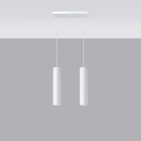 SOLLUX Závesná lampa Tube, biela, dvoj-plameňová