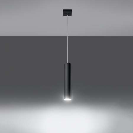SOLLUX Závesná lampa Tube, čierna, jedno-plameňová