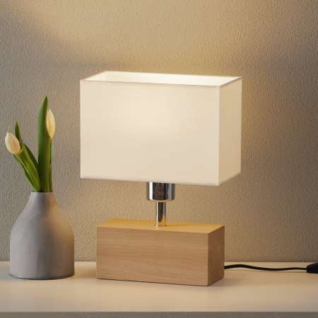 Spot-Light Stolná lampa Theo biele podstavec olejovaný dub