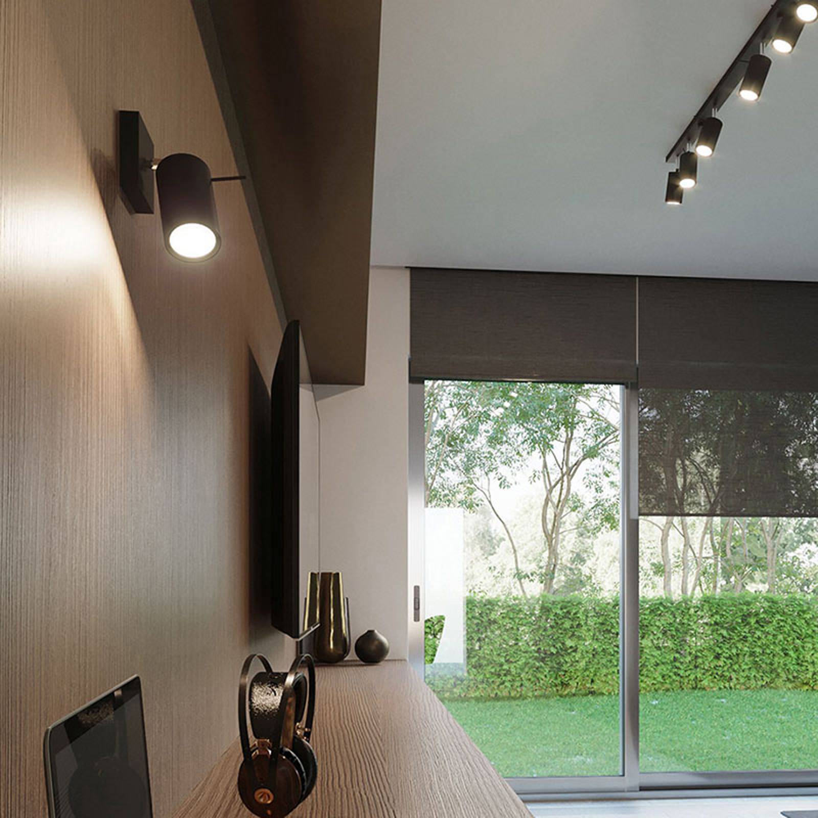 EULUNA Nástenné svietidlo Round v čiernej, 1-plameňové