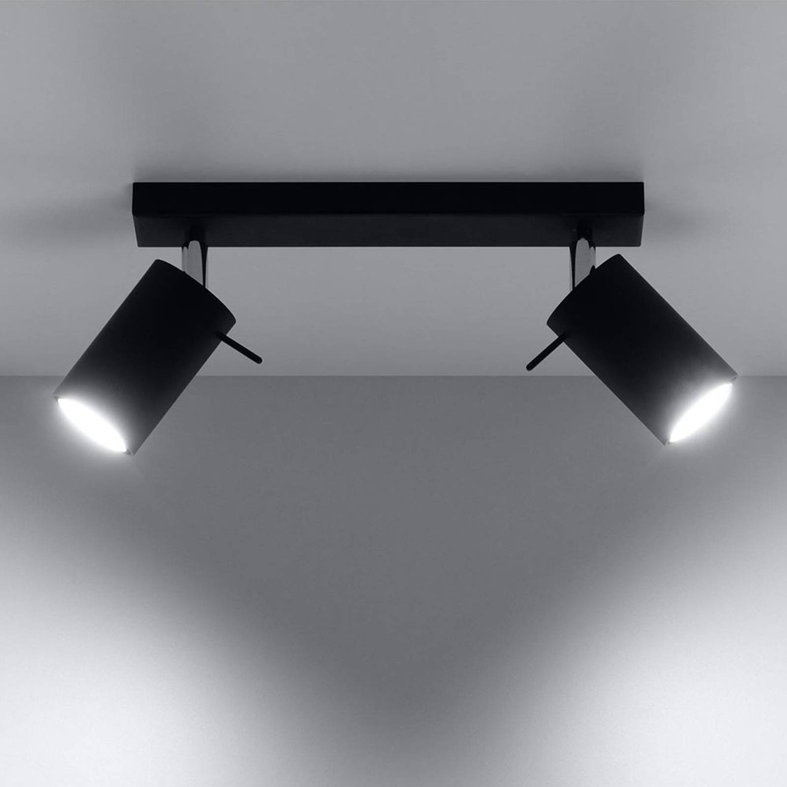 EULUNA Stropné svietidlo Round v čiernej, 2-plameňové