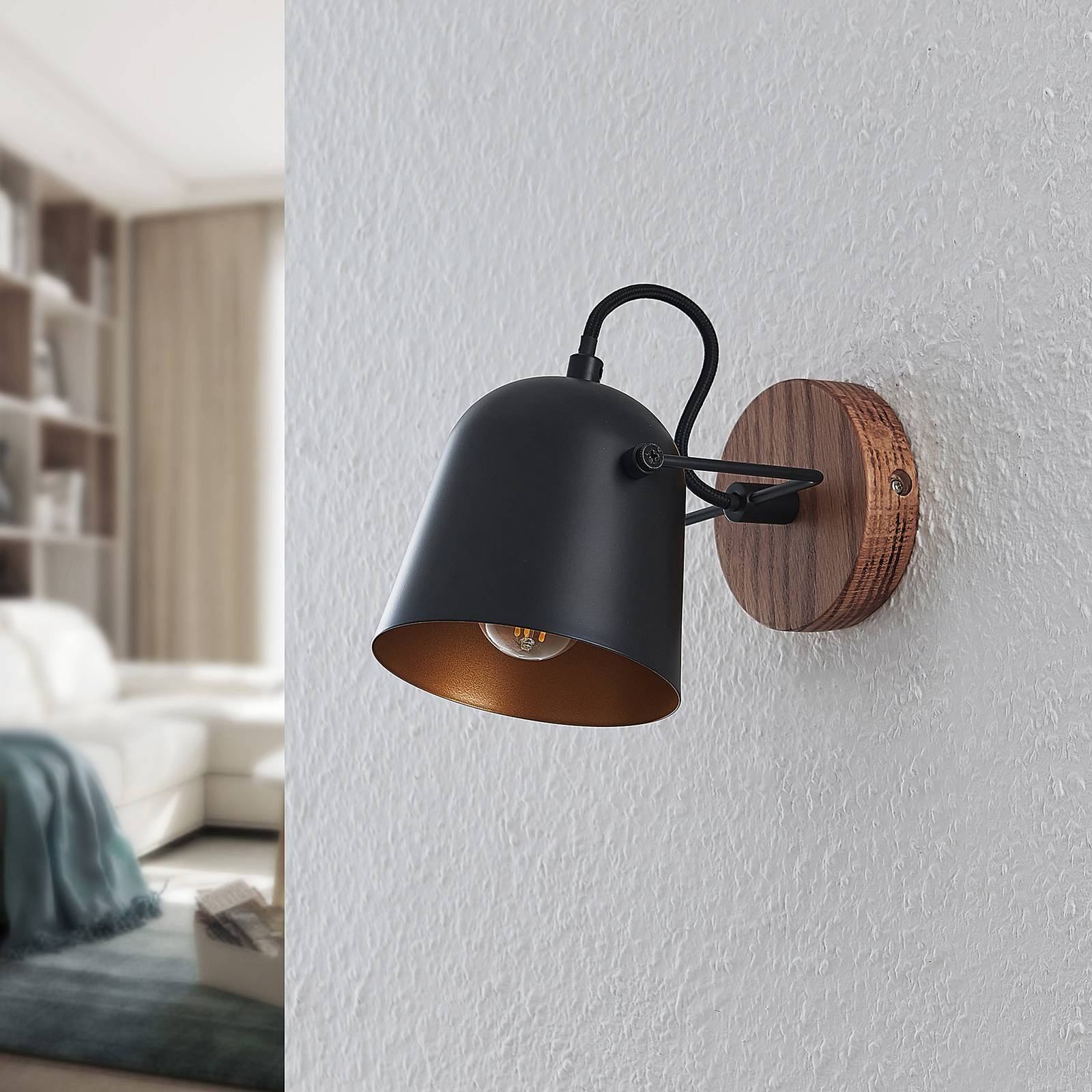 Lindby Lindby Adalin nástenné svietidlo, čierna