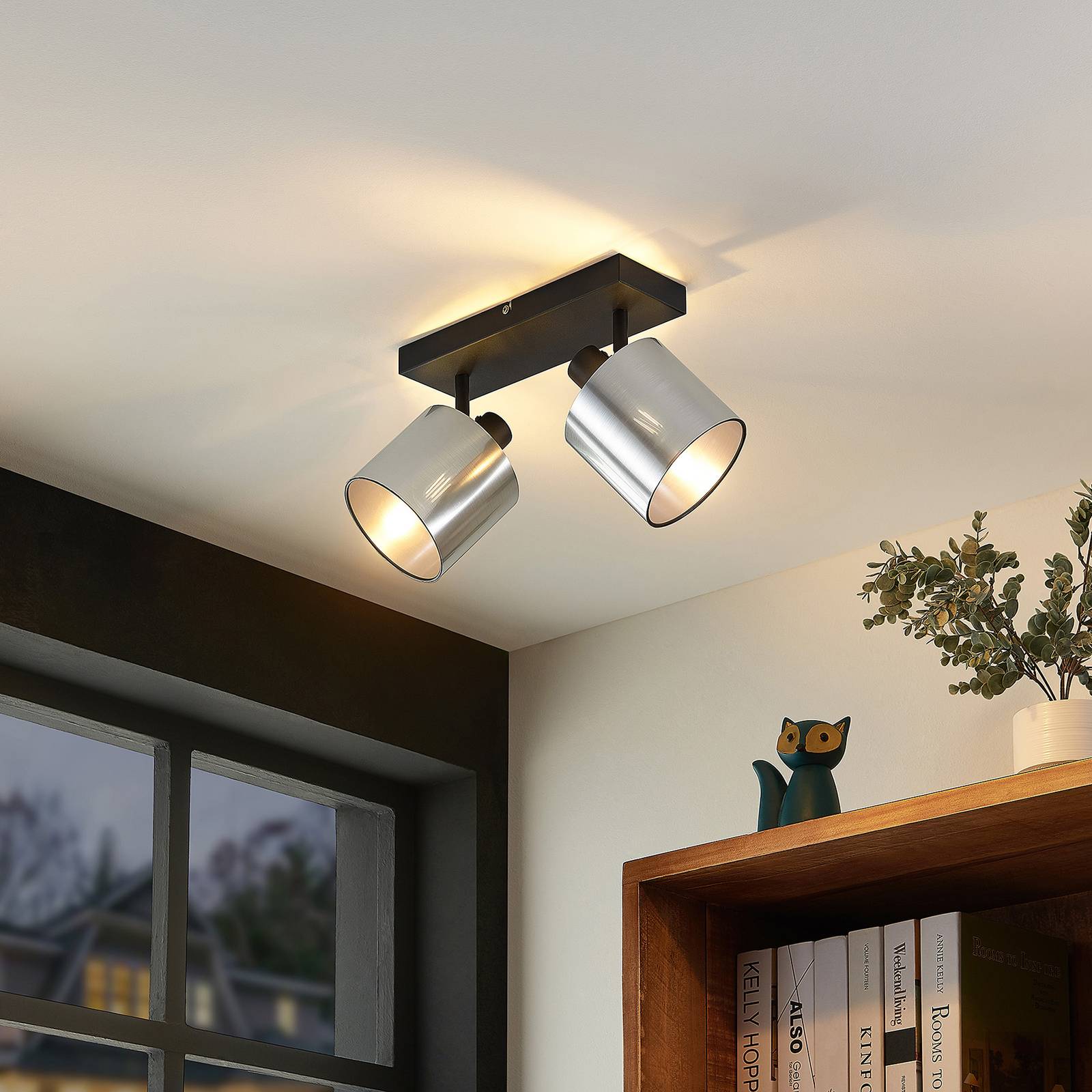 Lindby Lindby Joudy stropné svietidlo 2-pl brúsený hliník