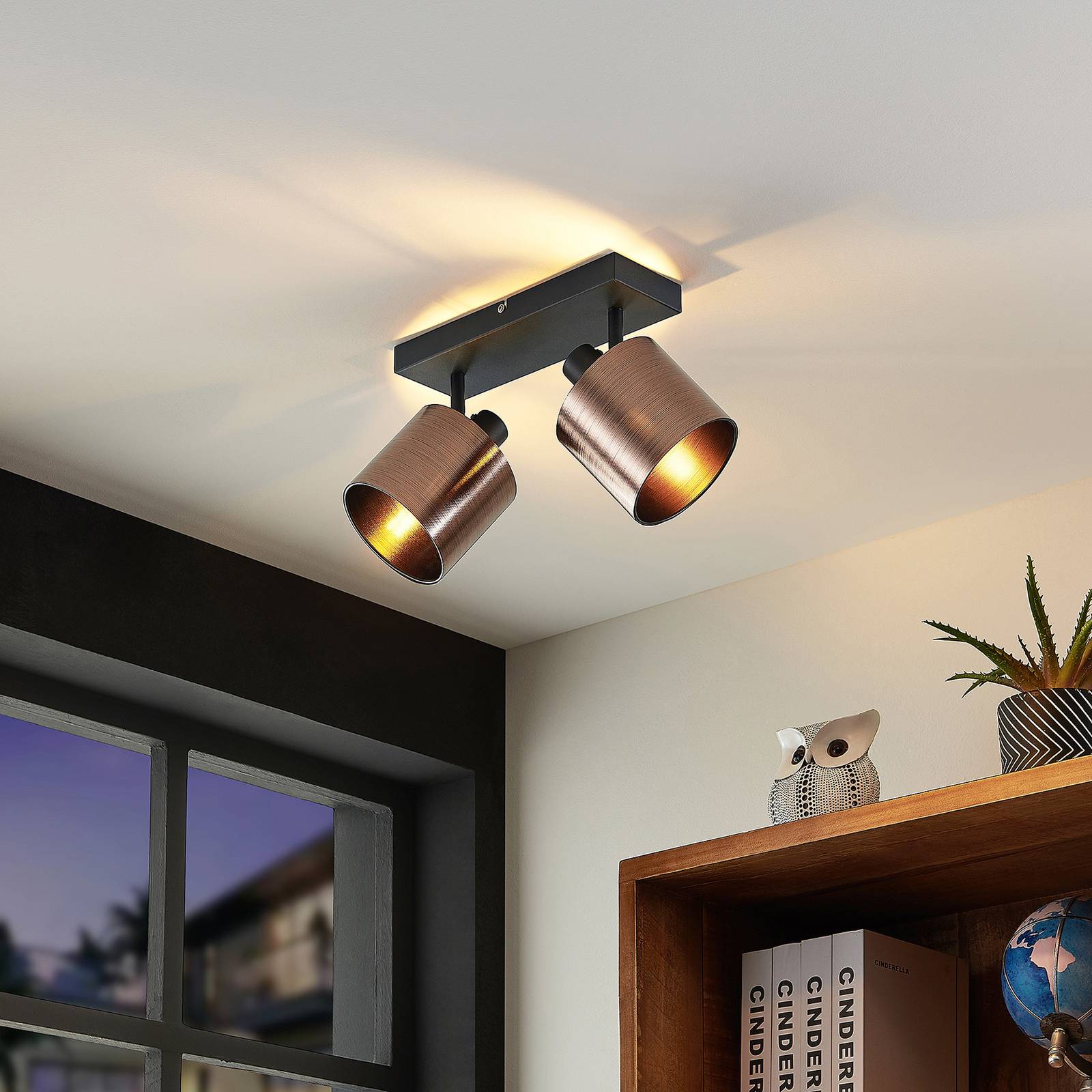 Lindby Lindby Joudy stropné svietidlo 2-pl., bronz tmavý