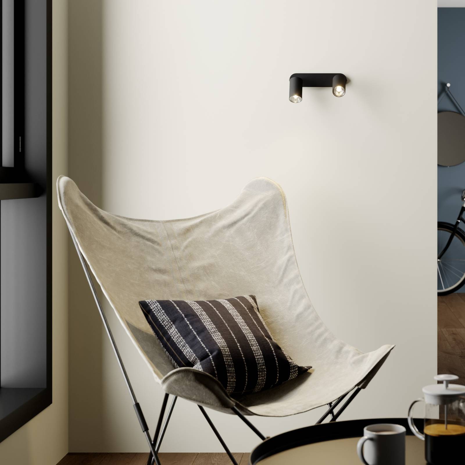 Euluna Nástenné svietidlo Eye bodové svetlo 2-pl., čierne