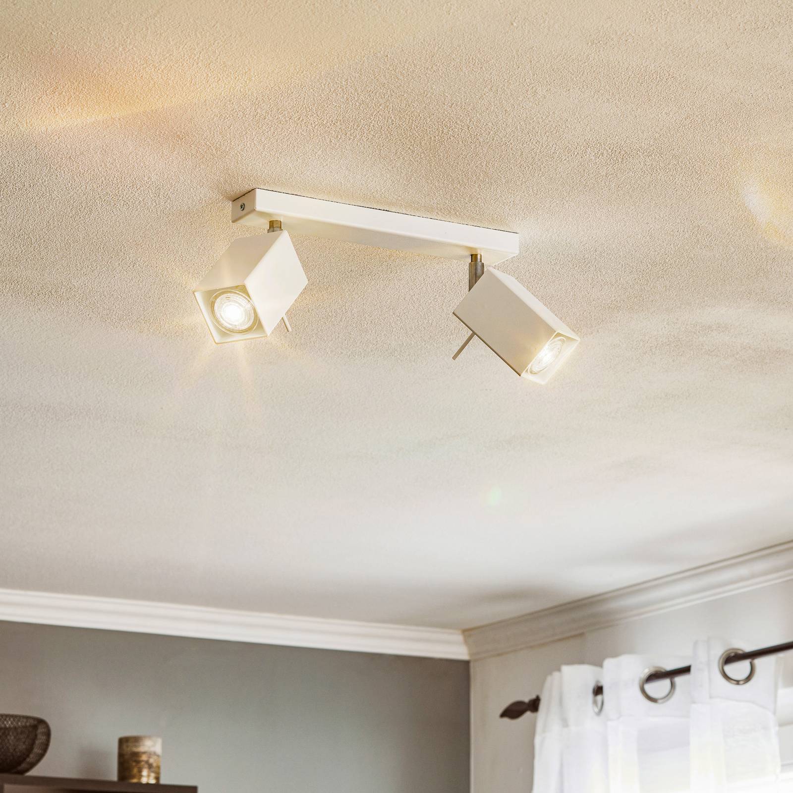 Euluna Nástenné svietidlo Square, biele, 2-plameňové