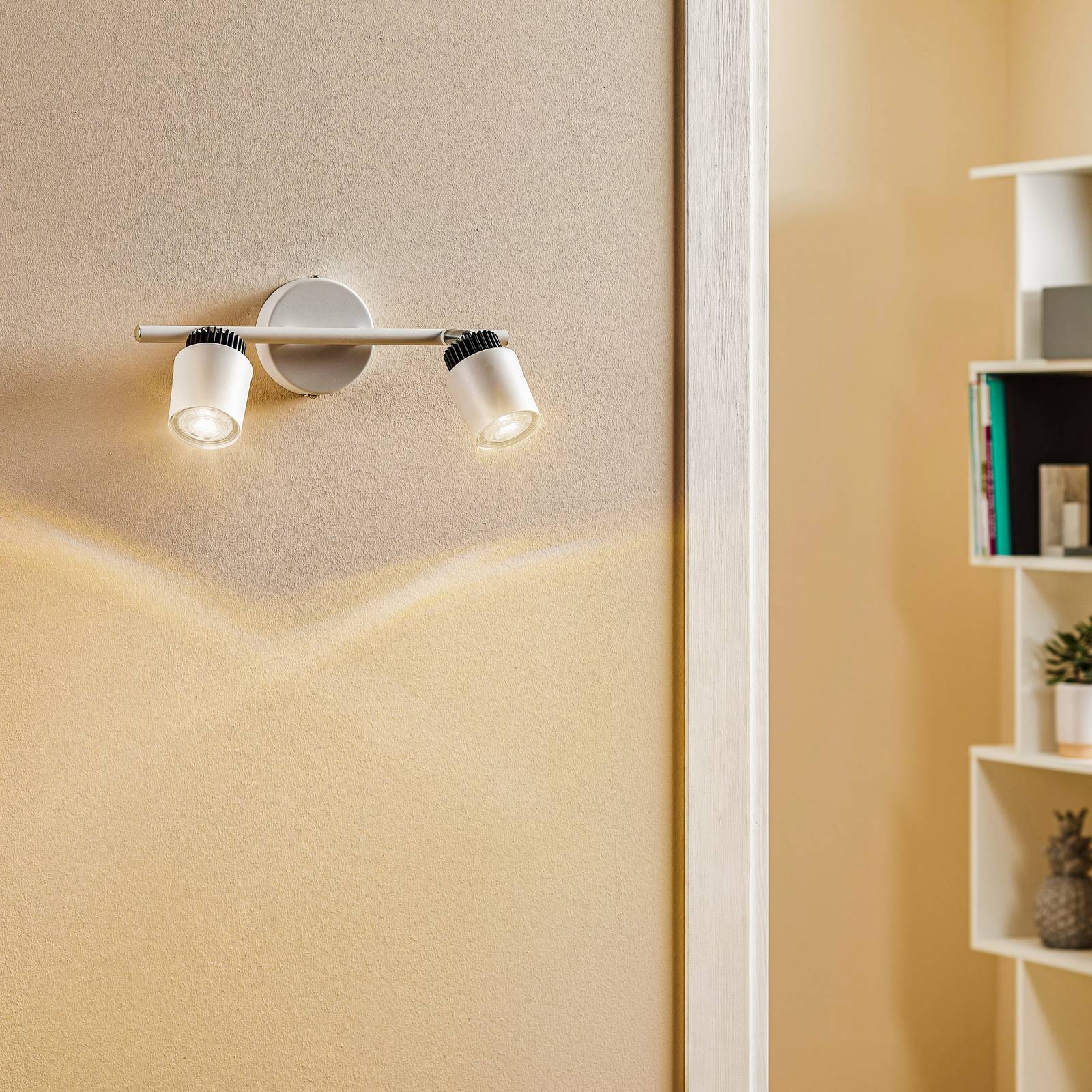 Euluna Nástenné svietidlo Tec v bielej, 2-plameňové