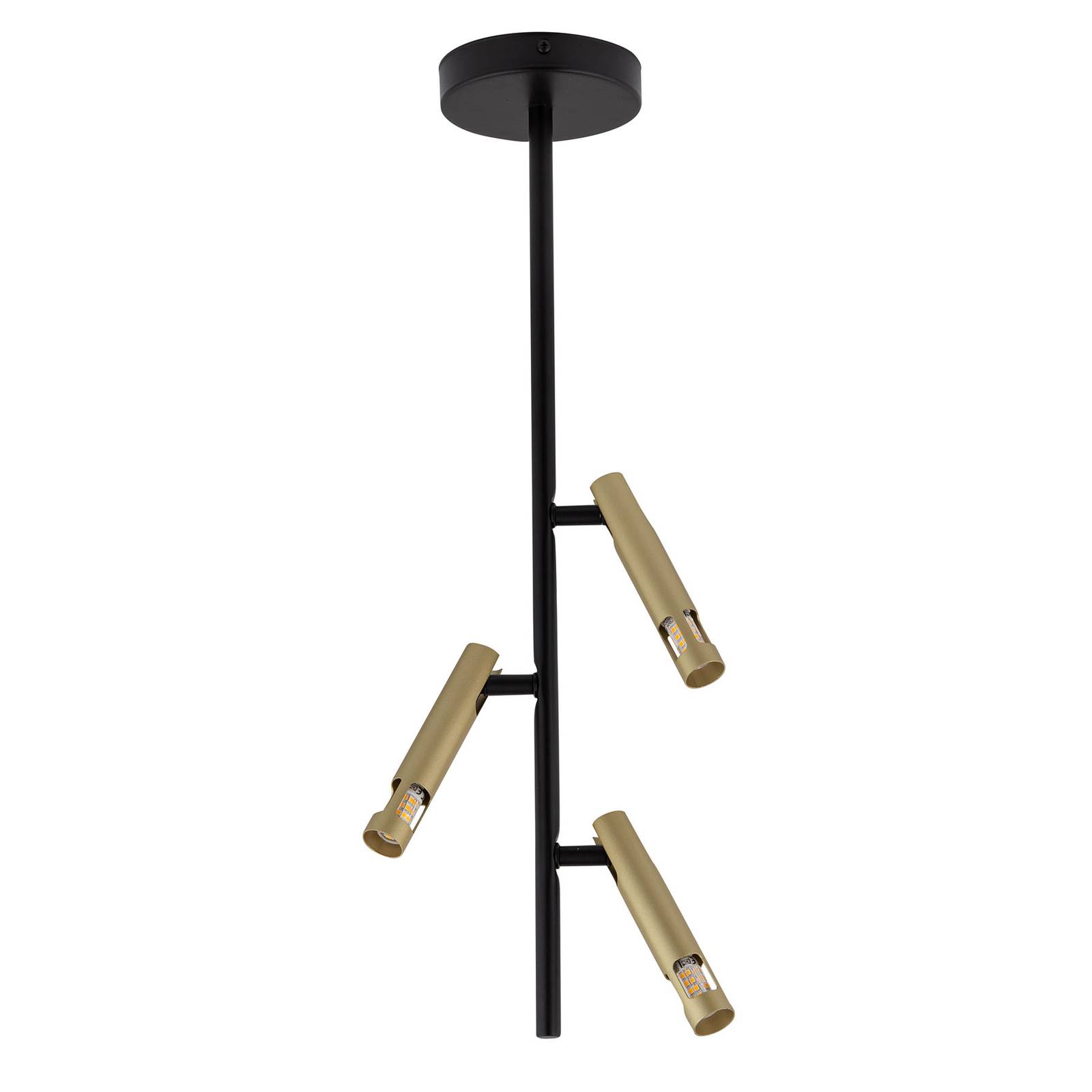 Euluna Stropné svietidlo Leda Mini 3, 3-pl., čierna zlatá