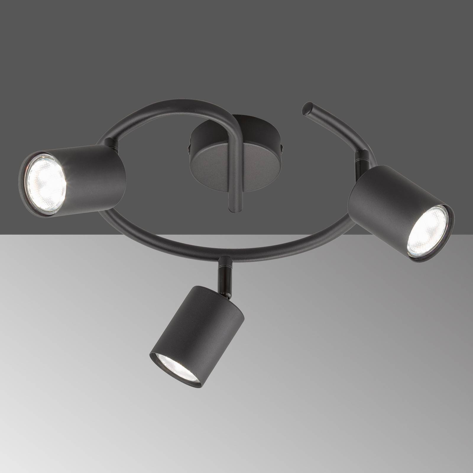 FISCHER & HONSEL Stropné LED svietidlo Vano čierna, 3-pl., okrúhle